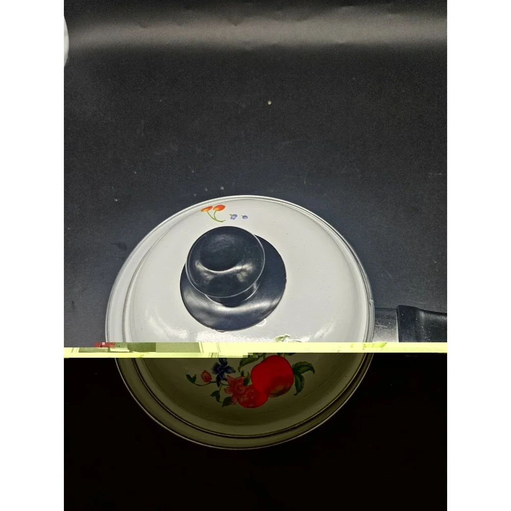 Vintage Enamelware Apple & Grape Small Sauce Pan